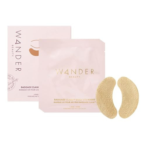 Wander Beauty Baggage Claim - Gold Foil Under Eye Patches For Dark Circles and Puffiness - Under Eye Mask Depuffs & Firms - Brightening Eye Mask for Under Eye Bags (6 Pairs) | Amazon (US)