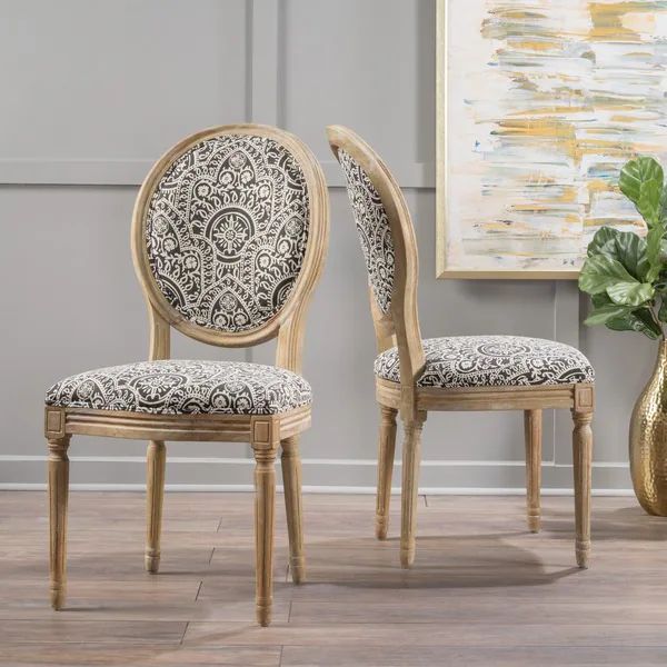 Phinnaeus Patterned Fabric Dining Chair (Set of 2) by Christopher Knight Home | Bed Bath & Beyond