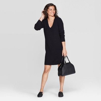 Women's V-Neck Long Sleeve Sweater Dress - A New Day™ | Target