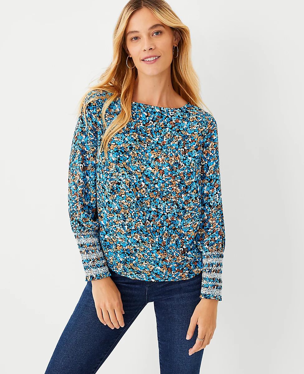 Floral Smocked Cuff Top | Ann Taylor (US)