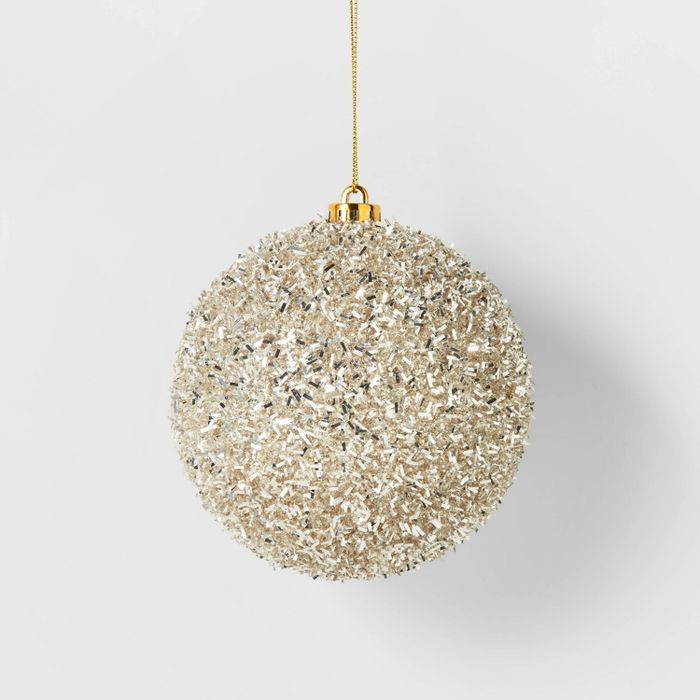 Champagne Tinsel Ball Christmas Tree Ornament - Wondershop&#8482; | Target