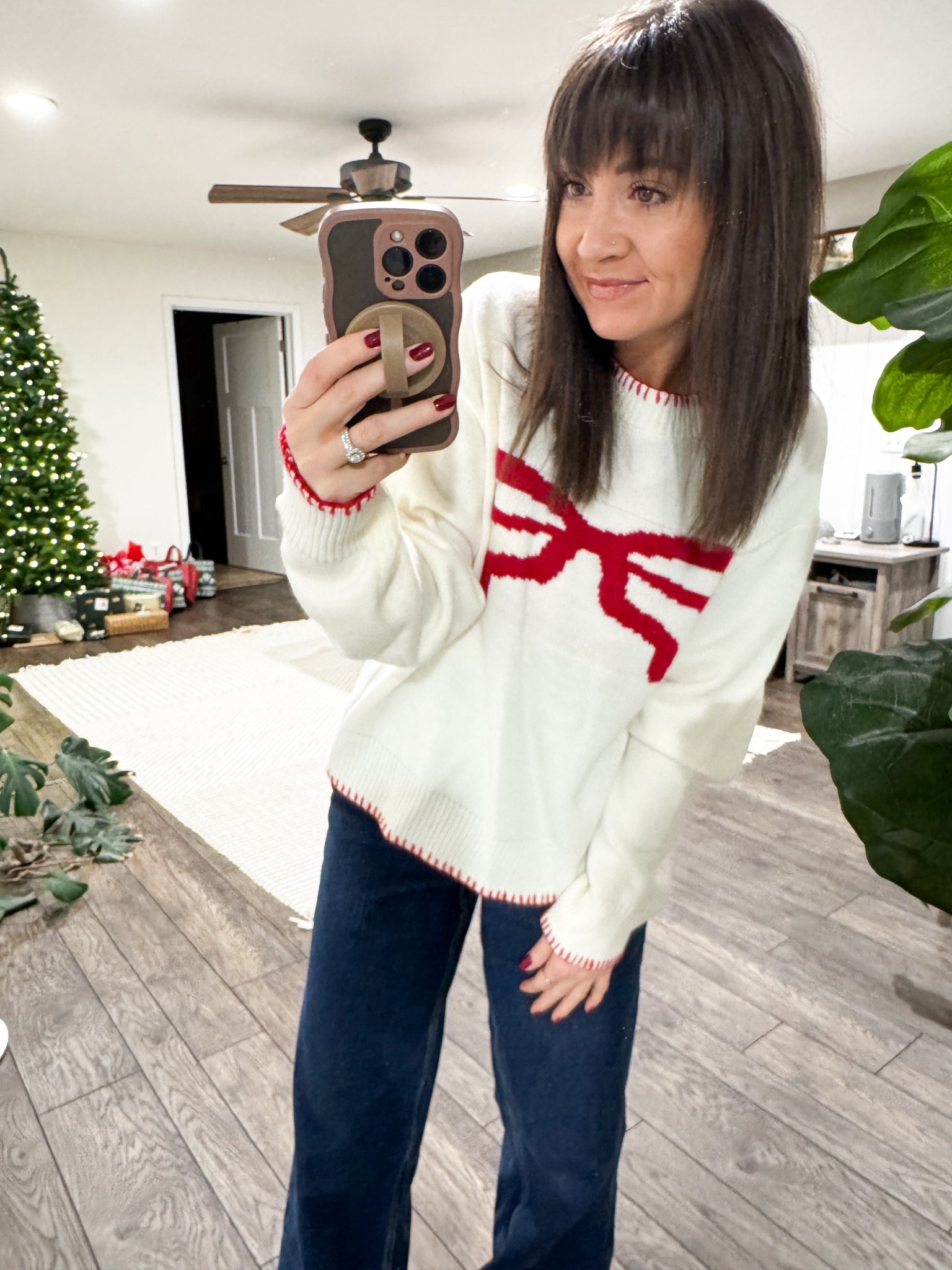 Christmas sweater ❤️

Sweater: medium 
Pants: small 
Boots: 8

#LTKFindsUnder100 #LTKootd #LTKmomlife