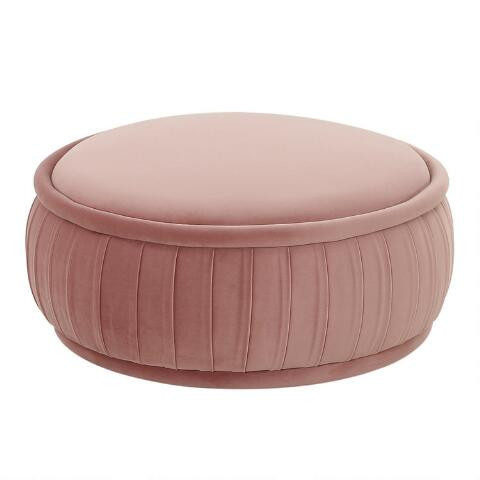 Cordelia Round Velvet Upholstered Ottoman | World Market