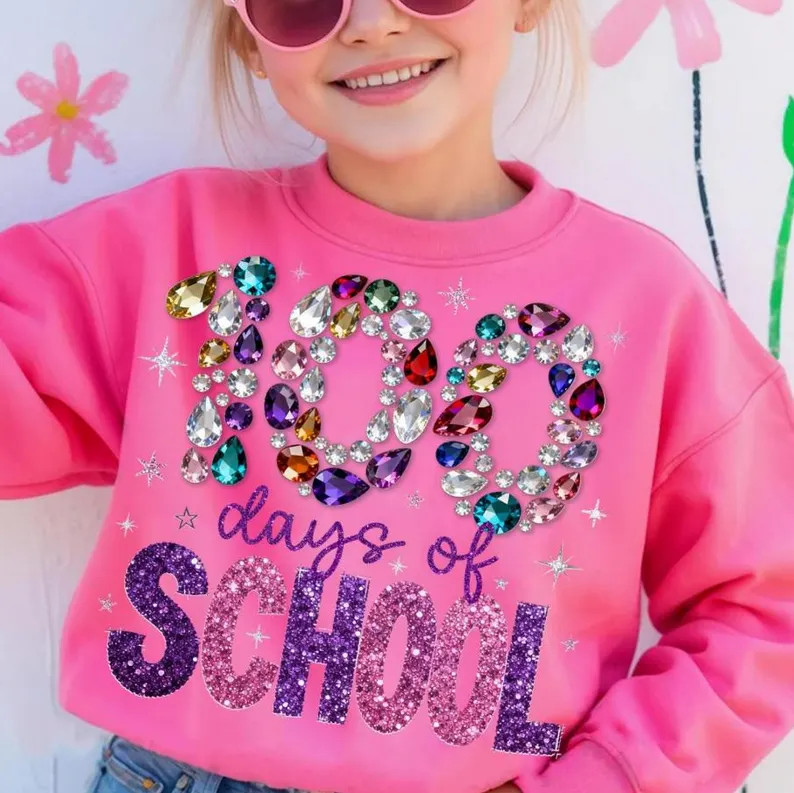 Comfort Colors® Sparkled 100 Days of School Shirt, Bright 100 Days of School Shirt, Kids 100 Day... | Etsy (US)