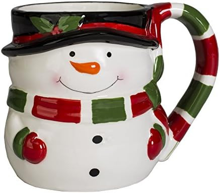 Friendly Snowman Striped Scarf 12 Ounce Ceramic Dolomite Christmas Coffee Mug, White | Amazon (US)