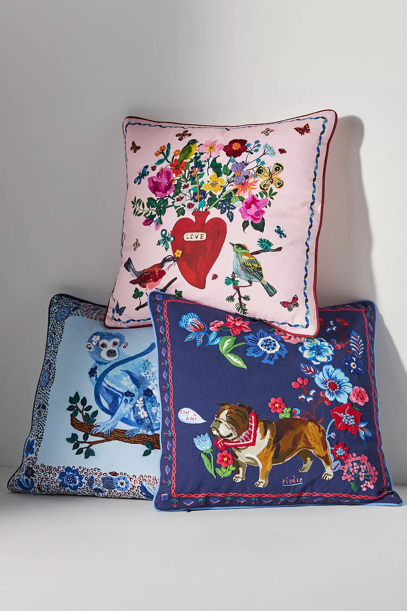 Nathalie Lete for Anthropologie Embroidered Square Cotton Cushion | Anthropologie (UK)