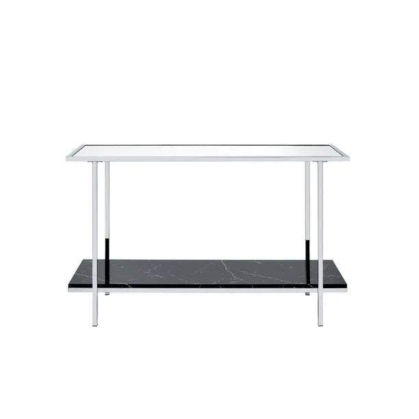 Angwin Console Table in Mirrored, Faux Marble & Chrome - Walmart.com | Walmart (US)