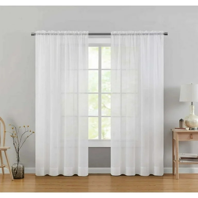 Mainstays Marjorie Sheer Voile Curtain Panel, 1 Panel, White, 59" W x 84" L | Walmart (US)