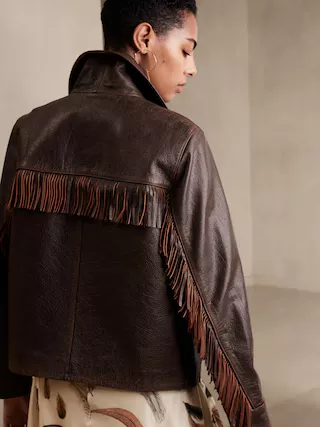 Ganni fringe sale leather jacket