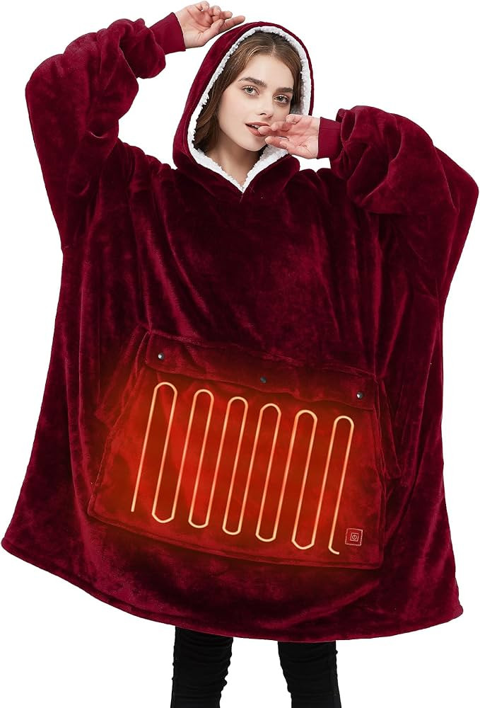 IKER USB Heated Wearable Blanket, Oversized Lazy Hoodie with Large Heating Area, Back Cozy Warm S... | Amazon (US)