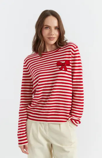 Chinti & Parker Wool-Cashmere Bow Breton Sweater | Nordstrom | Nordstrom