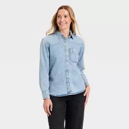 Women's Relaxed Denim Shirt - Universal Thread™ Light Wash | Target