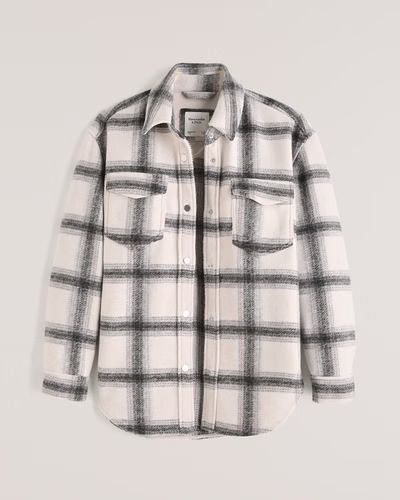 Women's Plaid Cozy Shirt Jacket | Women's Coats & Jackets | Abercrombie.com | Abercrombie & Fitch (US)