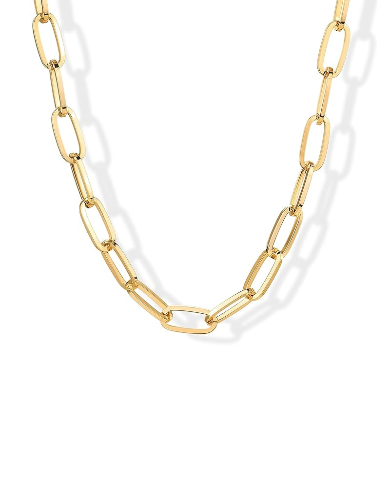 PAVOI 14K Gold Plated Chunky Chain Choker Necklaces for Women | Gold Statement Graduated Link Cha... | Amazon (US)