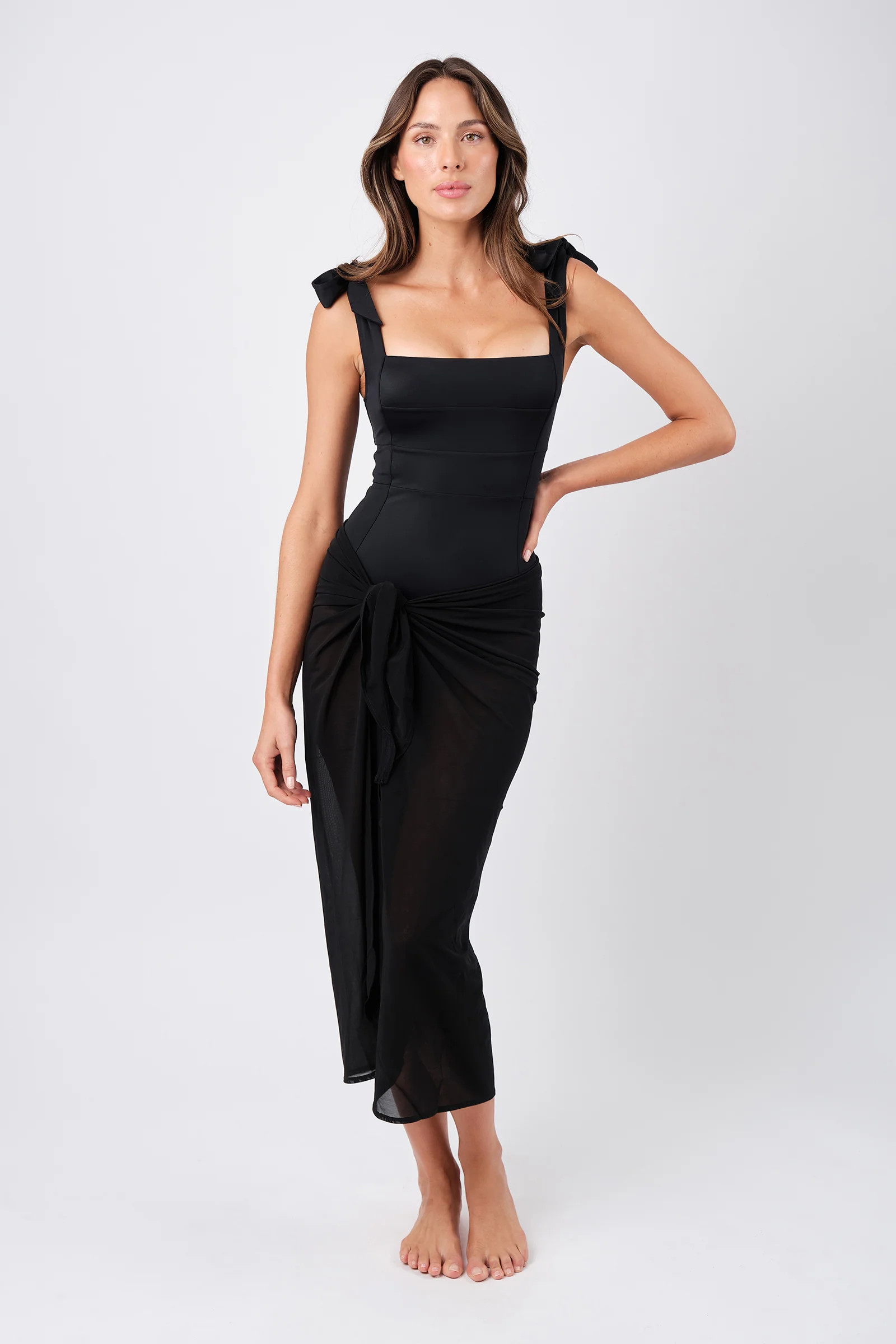 Midi Mesh Sarong BLACK | UNE PIECE US