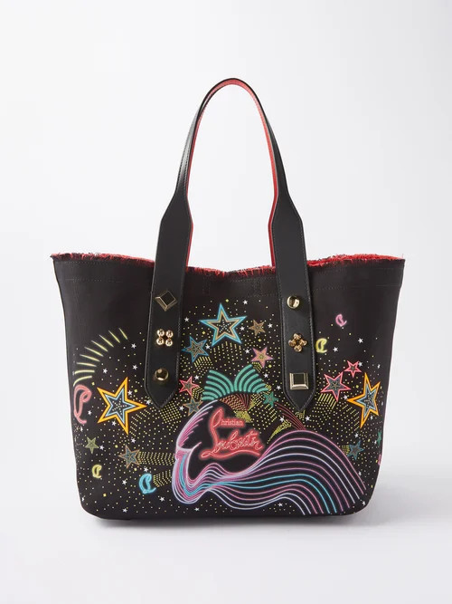 Christian Louboutin - Frangibus Medium Starlight-print Canvas Tote Bag - Womens - Black Multi | Matches (US)