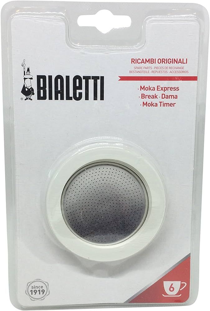 Bialetti Moka Express 6 Cup Replacement Filter and 3 Gaskets , White | Amazon (US)