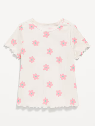 Printed Short-Sleeve Lettuce-Edge T-Shirt for Toddler Girls | Old Navy (US)