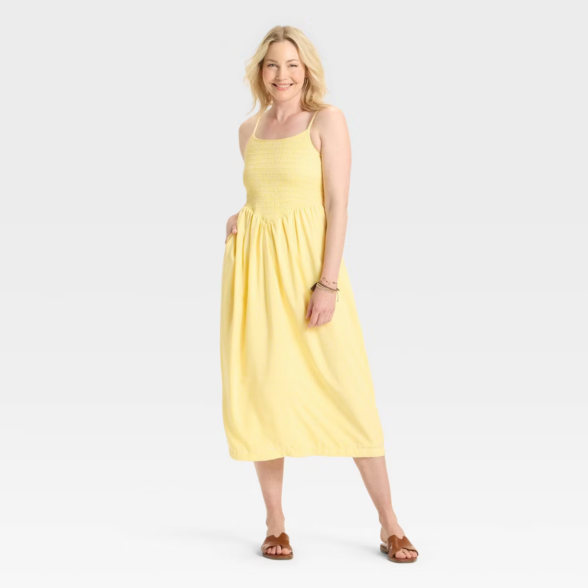 Women's Smocked V-Waist Midi Dress - A New Day™ | Target