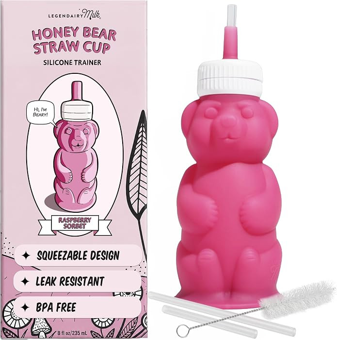 Legendairy Milk Honey Bear Straw Cup for Baby & Toddler, Silicone Squeeze Training Straw Cup, Lea... | Amazon (US)