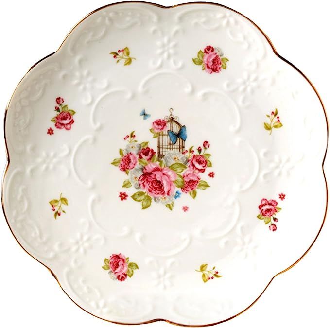 Pack of 2 Vintage Rose Fine China Dinner Plate/Fruit Plate/Dessert Plate FDPL04 (6 Inches) | Amazon (US)