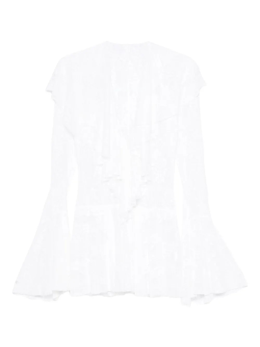 Norma Kamali ruffled long-sleeve mini dress - White | Farfetch Global