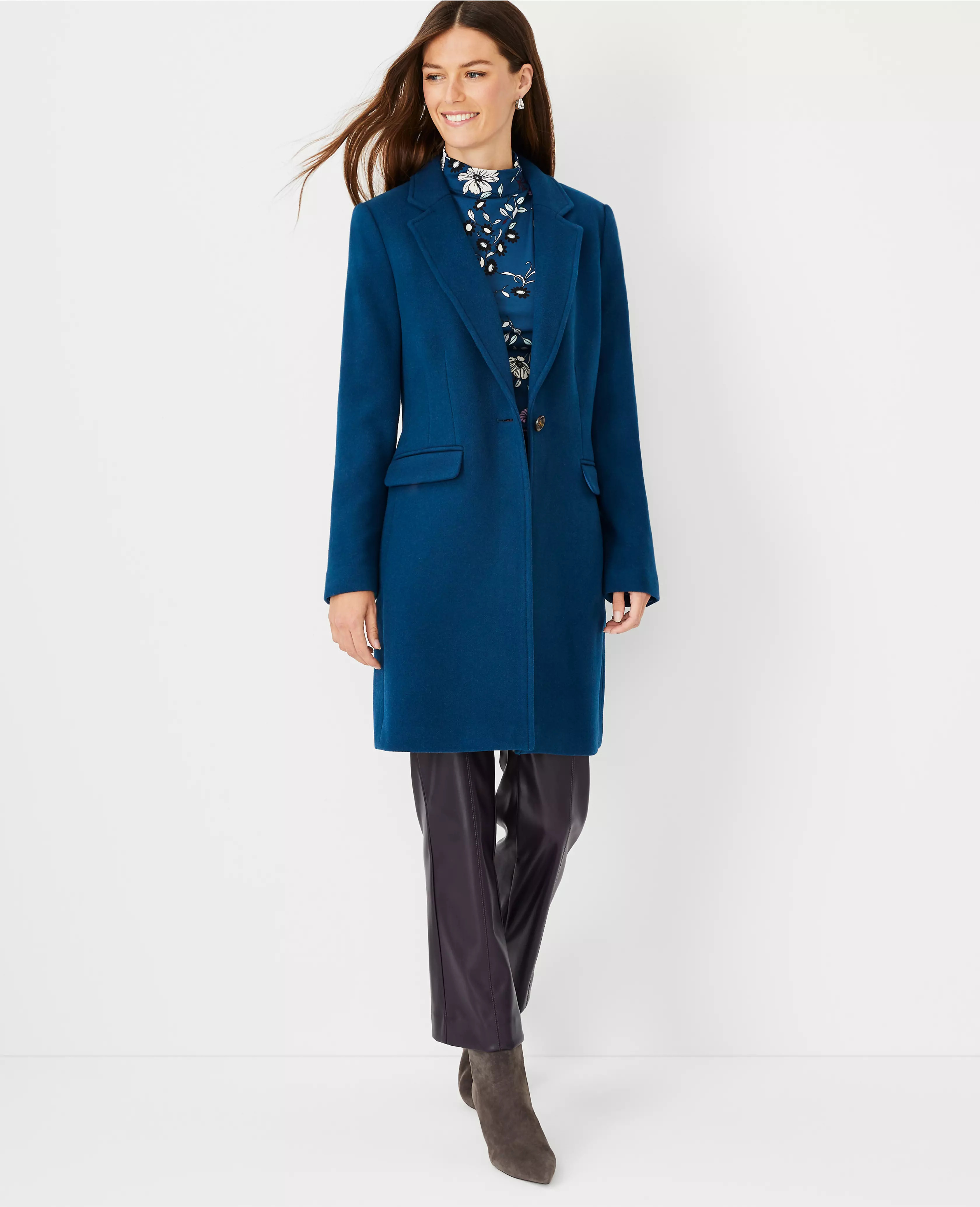 Wool Blend Short Chesterfield Coat | Ann Taylor (US)