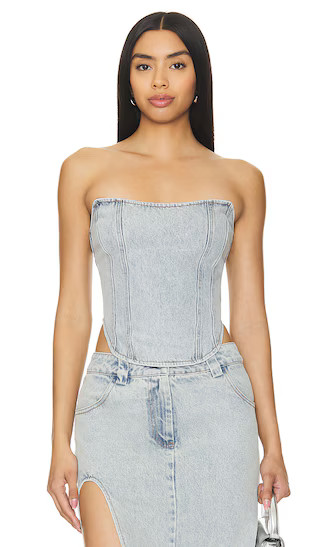 Zayne Corset in Blue Denim | Revolve Clothing (Global)