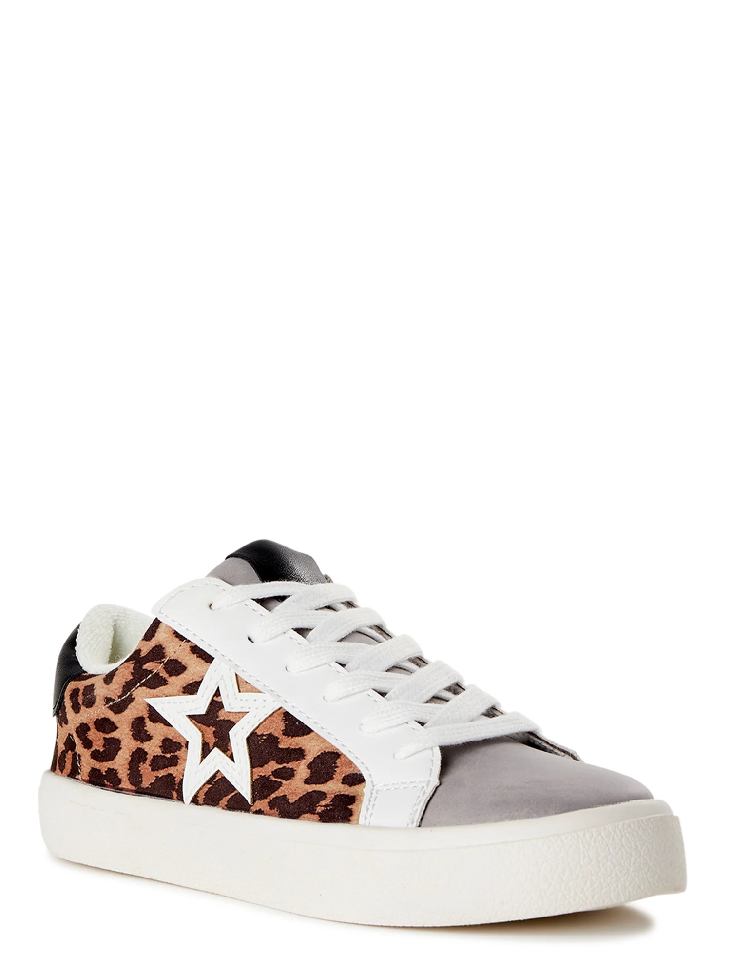 No Boundaries Women's Low Top Leopard Print Star Sneakers - Walmart.com | Walmart (US)