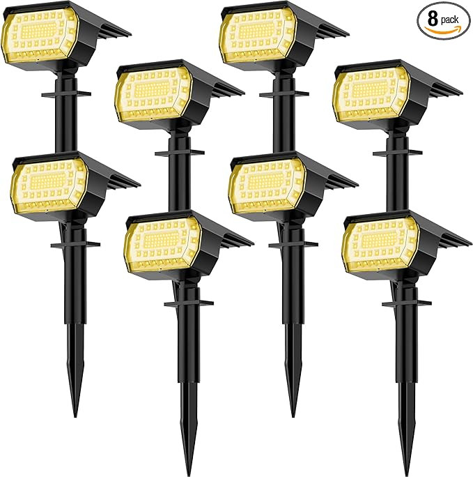 LANSOW Solar Spot Lights Outdoor, [8 Pack/76 LED] 2-in-1 Solar Landscape Spotlights, 3 Modes IP65... | Amazon (US)
