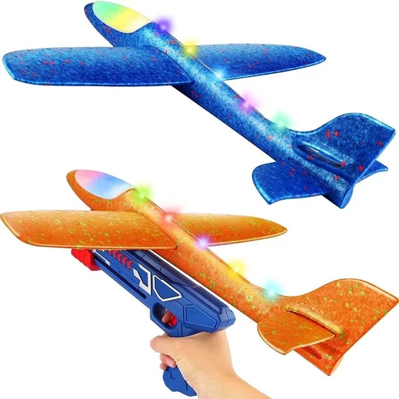 Growsly Catapult Airplanes Launcher Toy, 2 LED Throwing Foam Gliders with Launchers for 4 5 6 7 8... | Walmart (US)
