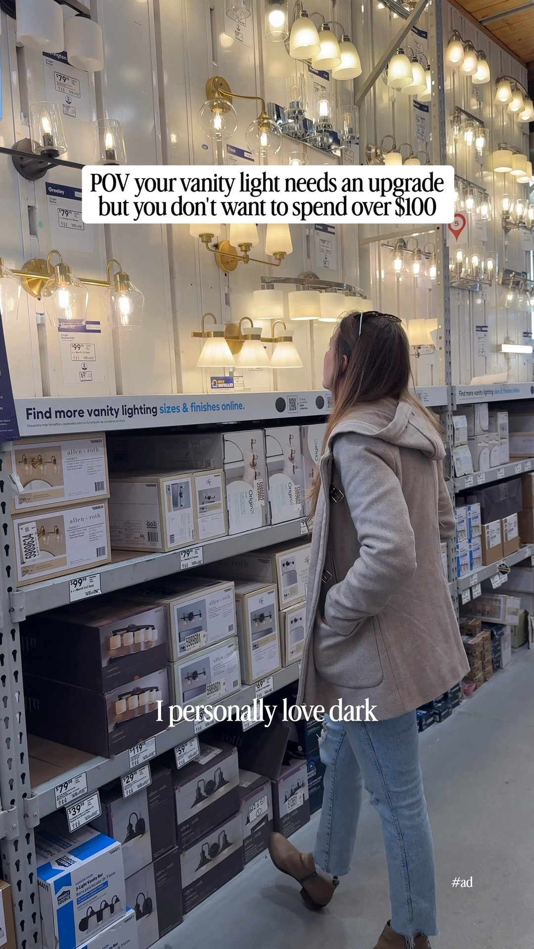 #ad | Our dark color drenched bathroom needed better lighting, and so I headed to @loweshomeimprovement to see if I could find a great deal on a vanity light. Sharing the one I brought home, as well as a few others that also gave that elevated vibe at an affordable price. #LTKHome #LowesPartner #LTKHome