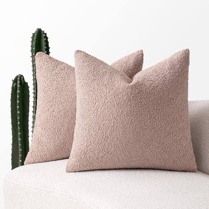 MIULEE 18x18 Inch Decorative Pillow Covers for Couch Bed Set of 2 Textured Boucle Neutral Throw P... | Amazon (US)