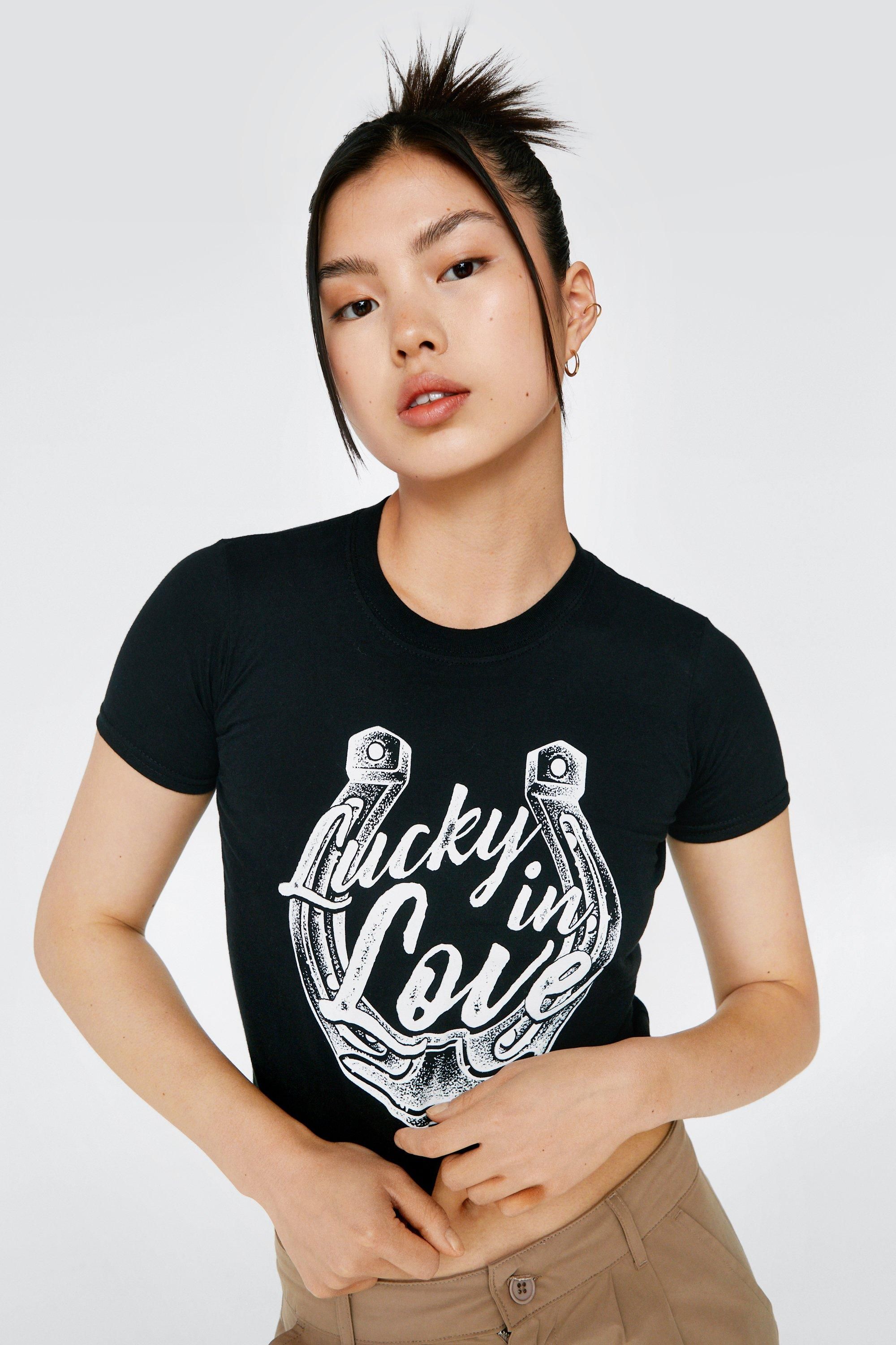 Western Lucky in Love Fitted Graphic T-Shirt | NastyGal (UK, IE)