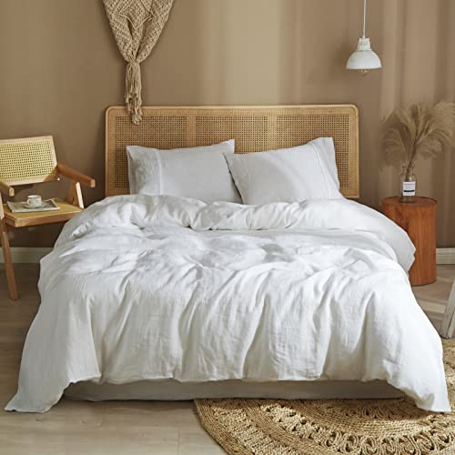 Ivellow 100 percent French linen duvet cover set