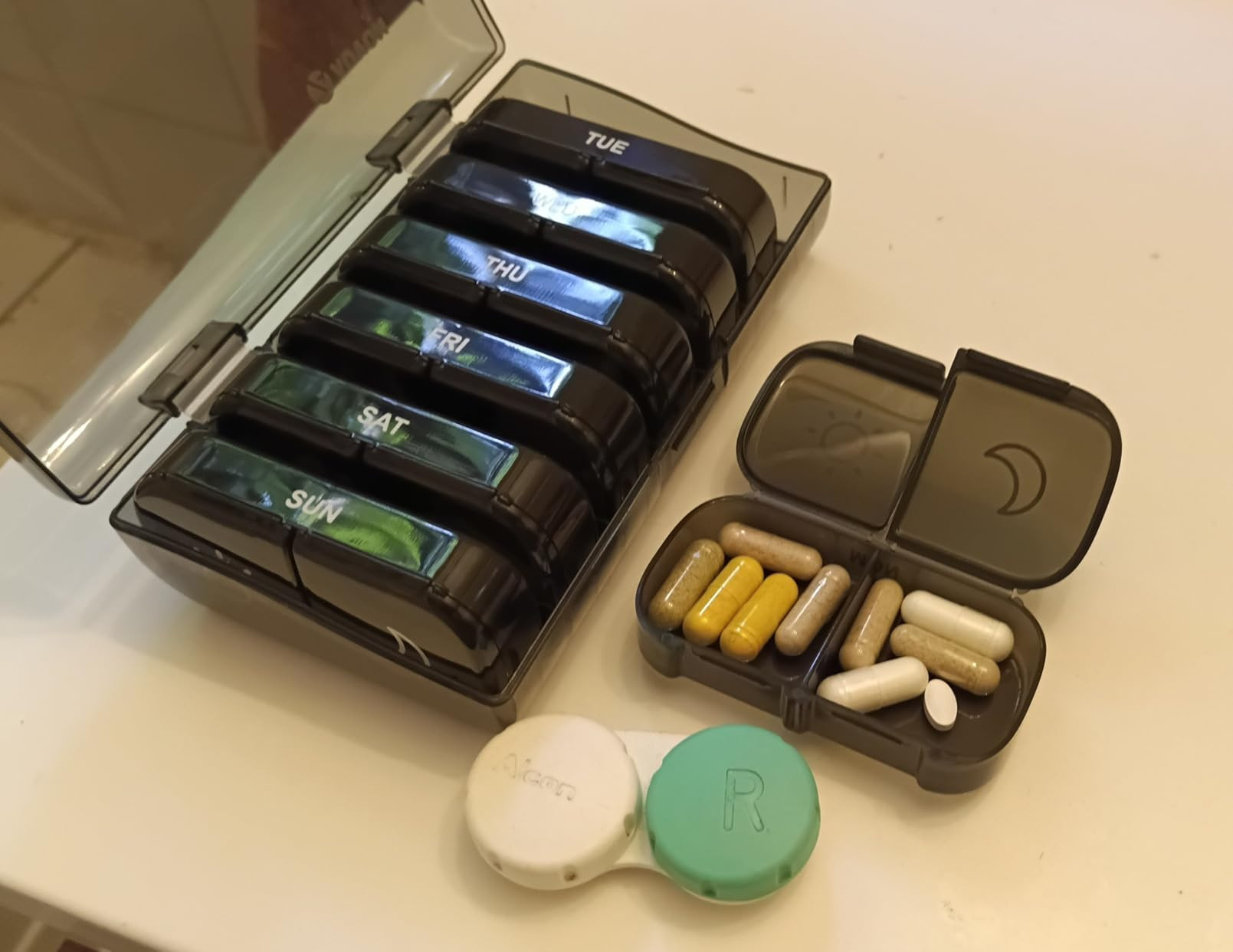 AUVON XL Weekly Pill Organizer 2 Times a Day, Pill Box 7 Day with One-Side Large Openings for Eas... | Amazon (US)