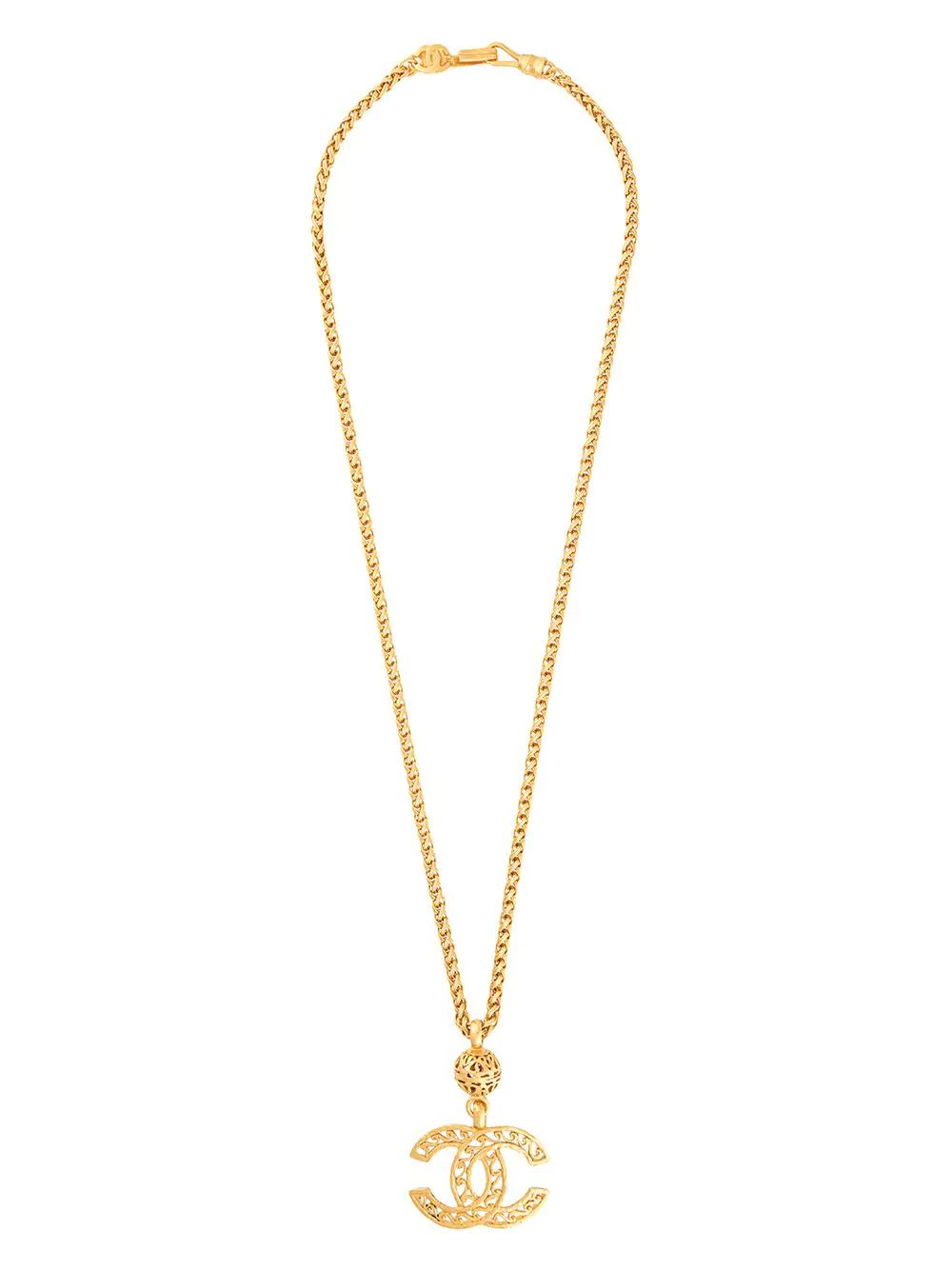 Chanel Pre-Owned 1995 CC rhinestone-embellished Chain Necklace - Farfetch | Farfetch Global