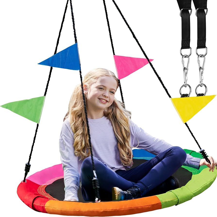 PlayVibe Tree Swing – 40 Inch Saucer Swing for Kids Outdoor – Round Disc Hanger with 900Lb We... | Amazon (US)