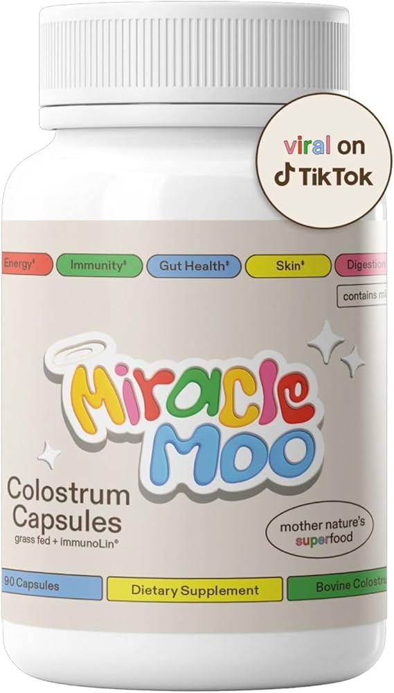 Colostrum Supplement for Gut Health, Hair Growth, Beauty and Immune Support - Easy to Mix Grass Fed Bovine Powder - Highest IgG Plus ImmunoLin (30 Servings (Capsules)) | Amazon (US)