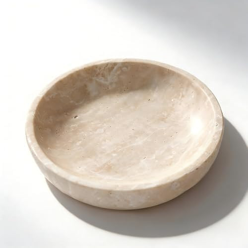 Large Travertine Decorative Bowl, 7.87-Inch Natural Stone Key Bowl for Entryway Table, Coffee Tab... | Amazon (US)