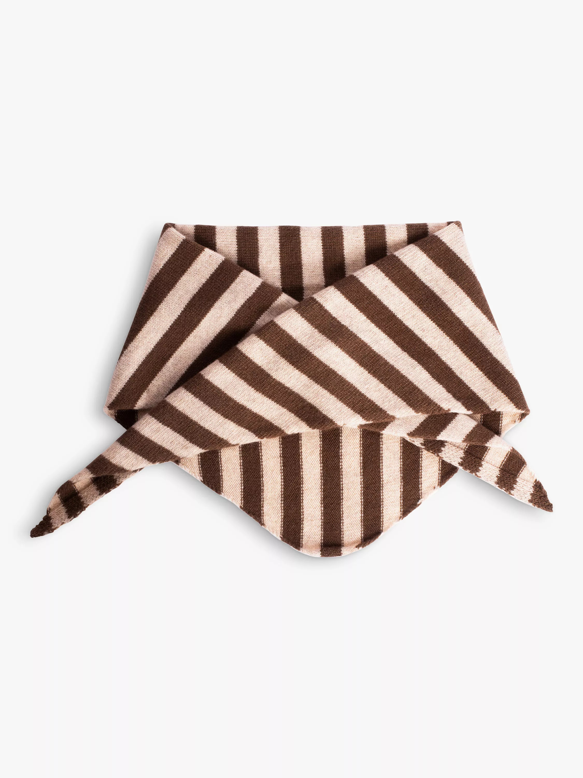 Bloom & Bay Rue Stripe Pure Wool Neck Scarf, Brown | John Lewis (UK)