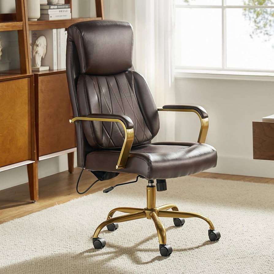 HULALA HOME Faux Leather Executive Office Desk Chair with Adjustable Lumbar Support, Swivel Ergon... | Amazon (US)