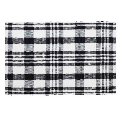VCNY 2'x'3' Plaid Indoor/Outdoor Layering Accent Rug Black/White | Target
