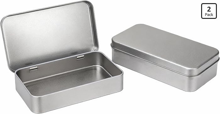 2 Rectangular Metal Tins, 5.9 x 3.5 x 1.2 in for Jewelry | Amazon (US)