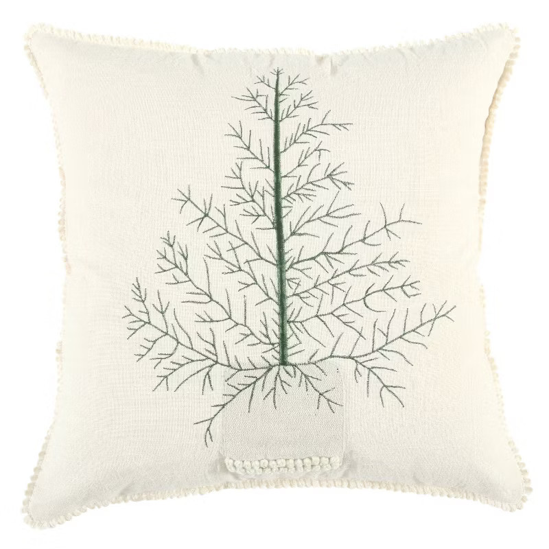 18"x18" Poly Filled Tree Square Throw Pillow Green - Rizzy Home | Target