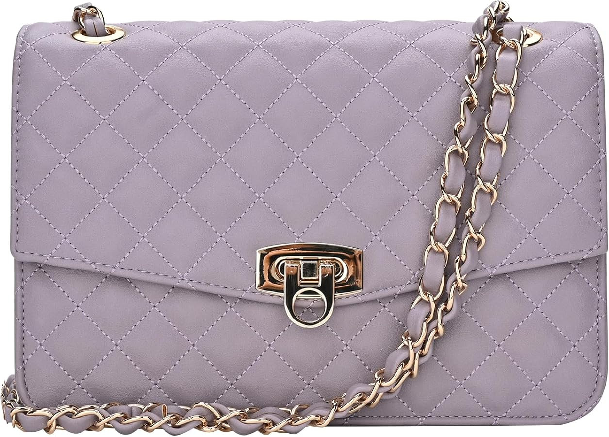 GM LIKKIE Quilted Shoulder Bag for Women, Medium Flap Crossbody Handbag with Chain Strap, Soft Ve... | Amazon (US)