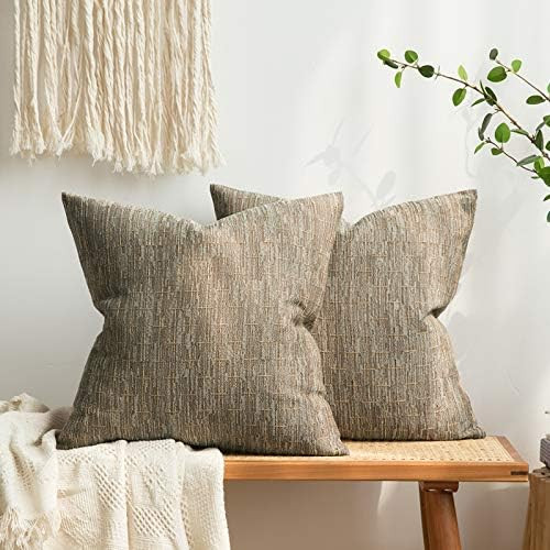 MIULEE Pack of 2 Decorative Burlap Linen Throw Pillow Covers Modern Farmhouse Pillowcase Rustic Wove | Amazon (US)