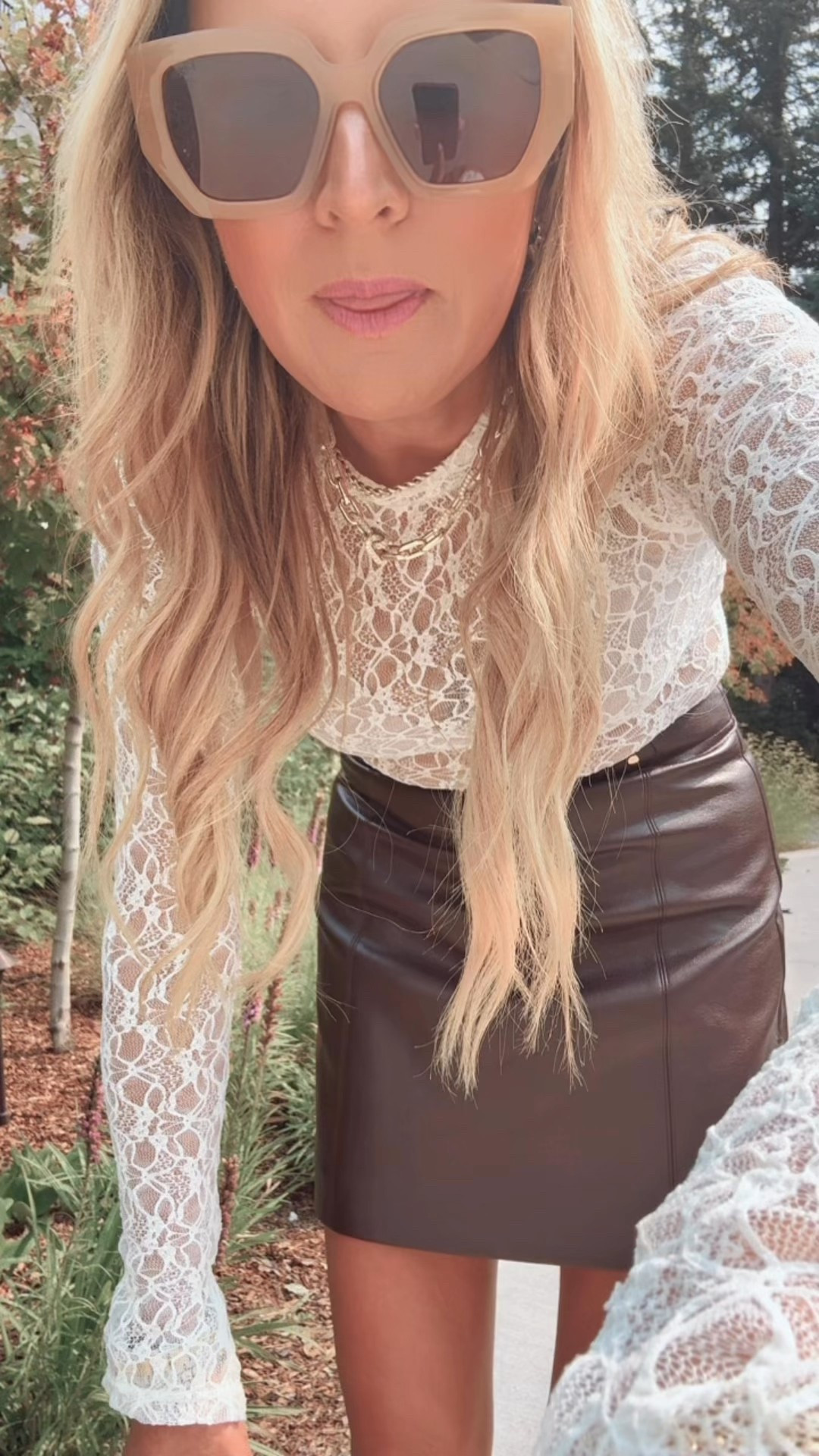 This faux, leather skirt and lace top situation is my favorite look in the collection

#LTKStyleTip #LTKSeasonal #LTKFindsUnder100