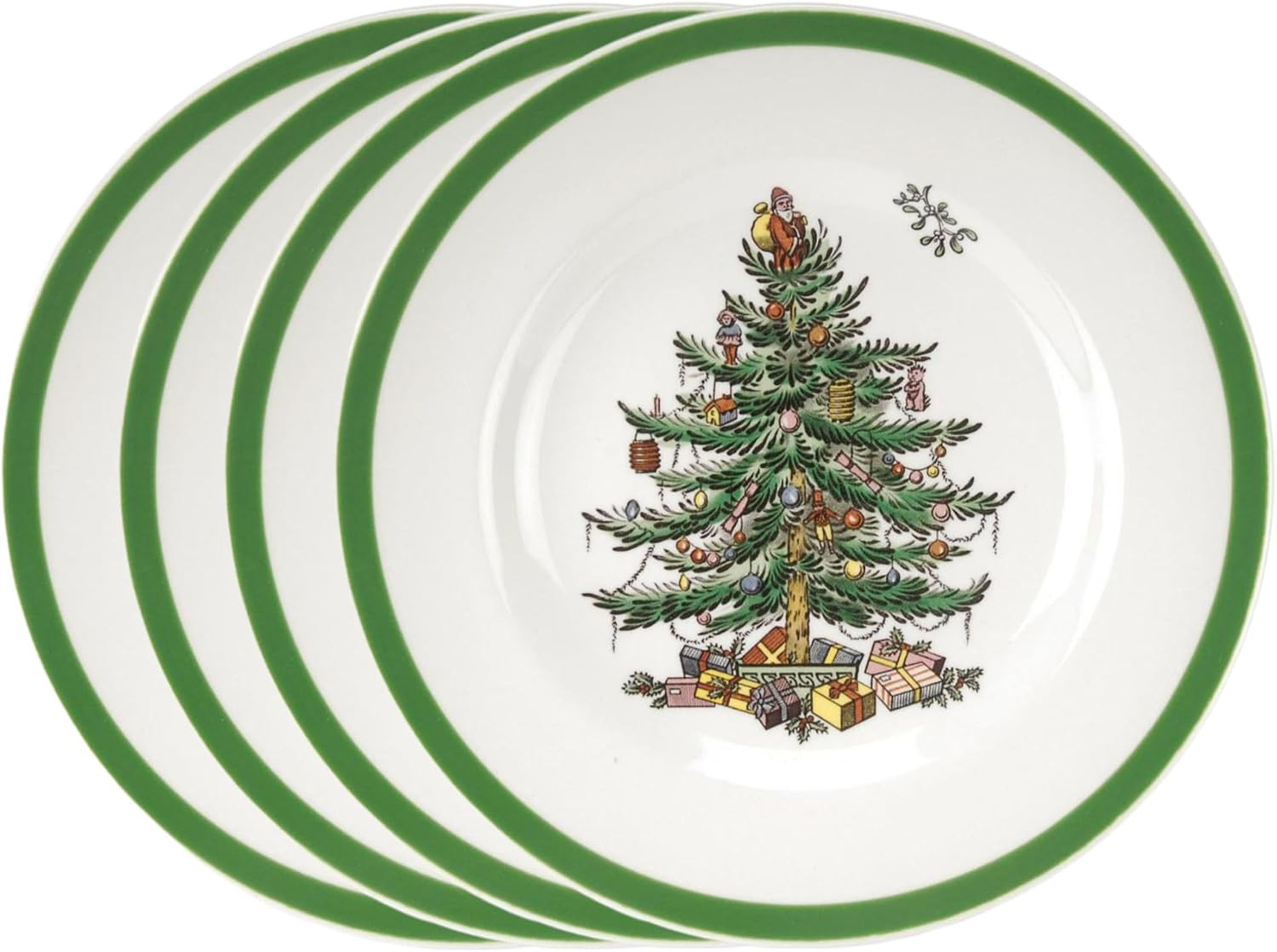 Spode Christmas Tree 6.5" Bread and Butter Plate (Set of 4) - Festive Holiday Dinnerware with Classic Christmas Tree - Stoneware Plate for Bread, Butter, Appetizers - Microwave & Dishwasher Safe | Amazon (US)
