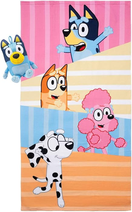 Jay Franco Bluey & Friends Bath Towel & Bath Buddy Set - Kids Bathtub Accessories - Includes 25 x... | Amazon (US)